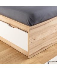 Skandinavisches Bett für Erwachsene mit 3 Schubladen aus Eiche und mattweiß – 140 x 190 cm VANKKA