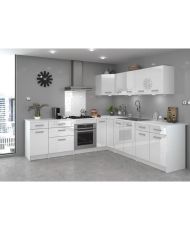 Base cucina con 3 cassetti - 60 x Melaminico bianco - Frontale polimerico Grigio - BERLIOZ