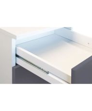 Küchenunterschrank mit 3 Schubladen – 60 x weißes Melamin – graue Polymerfront – BERLIOZ