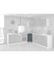 Meuble de cuisine bas d'angle avec plan de travai88 x 88 cm - Gris brillant