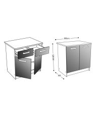 80 cm kitchen base unit with worktop included - Glossy White