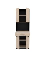 Buffet de cuisine IDEM - chêne et noir - 4 portes + 1 tiroir - 60 x 42 x 177 cm