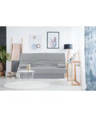 Banquette clic clac 3 places - Tissu gris clair - 190 x 92 cm