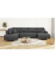 Canapé d'angle panoramique convertible JAKOB - 7 places - Gris - Scandinave - 318 x 78 x 194 cm
