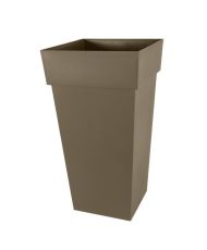Pot de fleurs XXL - Carré - 43,3 x 43,3 x 80 cm - 98 L - Marron taupe