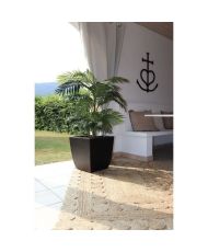 Bac à Fleurs Carré Diva Stone 42 L - avec Bac Amovible - Extérieur ou Intérieur - Vagues - 43,5 x 43,5 x 44,2 cm
