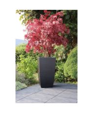 Diva Stone 42 L quadratischer hoher Blumenkasten – mit herausnehmbarem Tablett – draußen oder drinnen – Wellen – 43,5 x 43,5 x 7
