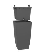 Bac à Fleurs Carré Haut Diva Stone 42 L - avec Bac Amovible - Extérieur ou Intérieur - Vagues - 43,5 x 43,5 x 78,2 cm