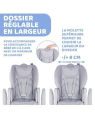 CHICCO Polly 2 Hochstuhl – 4 Räder, fröhliches Silber