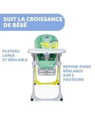 CHICCO verstellbarer Hochstuhl – Polly Easy Crocodile – Breiter und bequemer Sitz