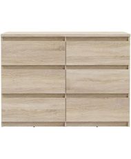 Commode CHELSEA 6 tiroirs - 110 x 42 x 80 - chêne sonoma