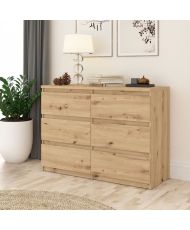 CHELSEA Kommode 6 Schubladen – 110 x 42,2 x 79,9 – Artisan-Eiche