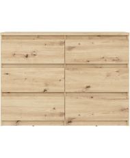 Commode CHELSEA 6 tiroirs - 110 x 42,2 x 79,9 - chêne artisan