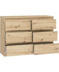 CHELSEA Kommode 6 Schubladen – 110 x 42,2 x 79,9 – Artisan-Eiche