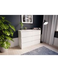 Commode CHELSEA 6 tiroirs - 110 x 42 x 80 - blanc mat