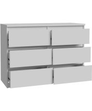 Commode CHELSEA 6 tiroirs - 110 x 42 x 80 - blanc mat