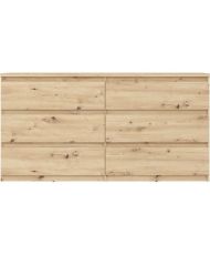 Commode CHELSEA 6 tiroirs - 154 cm x 42,2 x 79,9 - chêne artisan