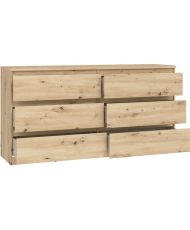 Commode CHELSEA 6 tiroirs - 154 cm x 42,2 x 79,9 - chêne artisan