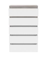 CHELSEA Kommode 5 Schubladen – 77,2 x 42,2 x 128,1 – KILOX helle Betonoptik und mattes Weiß