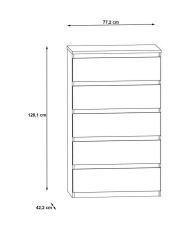 CHELSEA Kommode 5 Schubladen – 77,2 x 42,2 x 128,1 – KILOX helle Betonoptik und mattes Weiß