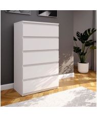 Commode CHELSEA 5 tiroirs - 77,2 cm - blanc mat