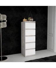 CHELSEA chest of drawers 5 drawers - 41.8 cm - KILOX light concrete look and matt white