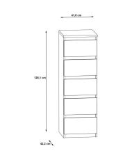 Commode CHELSEA 5 tiroirs - 41,8 cm - optique béton clair KILOX et blanc mat