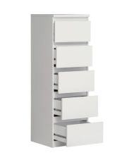 CHELSEA Kommode 5 Schubladen – 41,8 x 42,2 x 128,1 cm – Mattweiß
