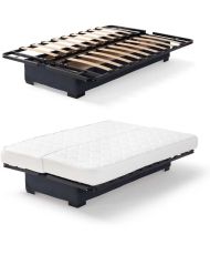 Banquette clic clac 3 places - Matelas 17 cm - Tissu gris anthracite - 199 x 96 x 103 cm - CHLoe