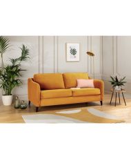 HEXAGONE Canapé Convertible 3 places - Velours ocre - Couchage express - 182 x 85 x 97 cm - CLYDE