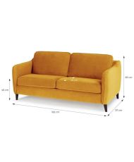 HEXAGONE 3-Seater Convertible Sofa - Ocher Velvet - Express Sleeping - 182 x 85 x 97 cm - CLYDE
