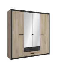 Kleiderschrank – Kronberg-Eiche – 4 Türen und 2 Schubladen – Schlafzimmer – 198 x 203,1 x 56,6 cm