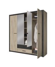 Kleiderschrank – Kronberg-Eiche – 4 Türen und 2 Schubladen – Schlafzimmer – 198 x 203,1 x 56,6 cm
