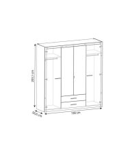 Armoire - chêne Kronberg - 4 portes et 2 tiroirs - Chambre - 198 x 203,1 x 56,6 cm
