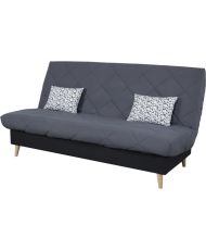 Banquette clic clac 3 places DAKOTA - Tissu gris - 189 x 94 x 100 cm - Couchage 120 x 190 cm - DUNLOPILLO