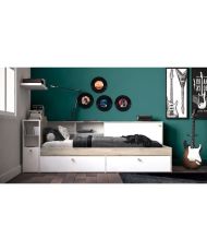 Letto per bambini LIFE 90 x 190/200 - Contenitore - rovere e bianco
