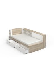 LIFE Kinderbett 90 x 190/200 – Stauraum – Eiche und Weiß