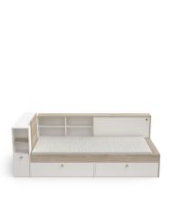 LIFE Kinderbett 90 x 190/200 – Stauraum – Eiche und Weiß