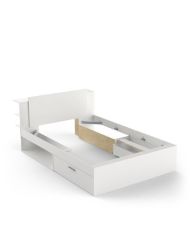 Lit adulte LIFE 140 x 190/200 - Rangements - blanc