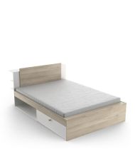 LIFE-Bett für Erwachsene 140 x 190/200 – Stauraum – Eiche und Weiß