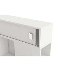 Letto estraibile per bambini Sherwood - Testiera integrata con ripiani - Bianco perla - 90 x 200 cm