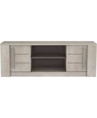 ANTIBES Wohnzimmermöbel-Set: Couchtisch + TV-Bank + Sideboard – Champagner-Eiche und Beton