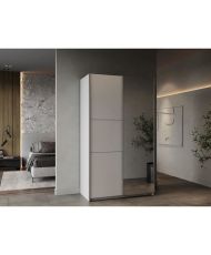 Armoire de chambre - 2 Portes coulissantes - Miroir - Blanc mat