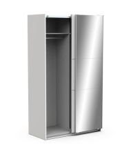 Schlafzimmerschrank - 2 Schiebetüren - Spiegel - Mattweiß