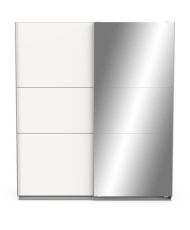 Armoire blanc mat - 2 Portes coulissantes + miroir - 178,1 x 59,9 x 203 cm 