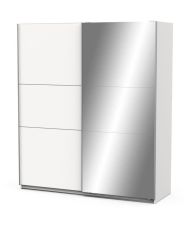 Armoire blanc mat - 2 Portes coulissantes + miroir - 178,1 x 59,9 x 203 cm 