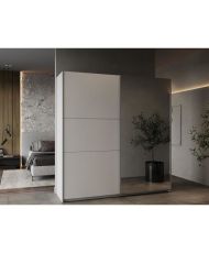 Armoire de chambre - 2 portes coulissantes - Blanc mat - Avec miroir