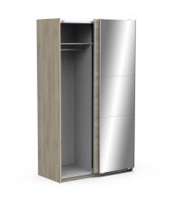 Armoire chêne kronberg - 2 Portes coulissntes + miroir - 116,5 x 59,8 x 203 cm 