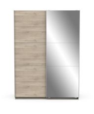 Armoire chêne kronberg - 2 Portes coulissntes + miroir - 148 x 59,8 x 203 cm 
