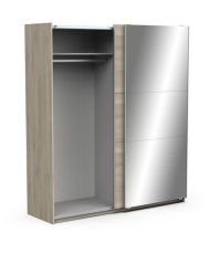 Armoire chêne kronberg - 2 Portes coulissntes + miroir - 178,1 x 59,9 x 203 cm 